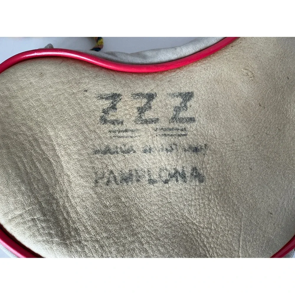 ZZZ Vintage Spanish Bota Bag Pamplona Leather Wine Canteen Red Trim Spain